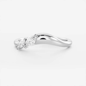 Curved Marquise Band With Lab Grown Diamonds in Solid 14K/18K Gold - Evara Jewelry LLC