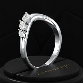 Curved Marquise Band With Lab Grown Diamonds in Solid 14K/18K Gold - Evara Jewelry LLC