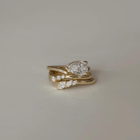 Curved Marquise Band With Lab Grown Diamonds in Solid 14K/18K Gold - Evara Jewelry LLC
