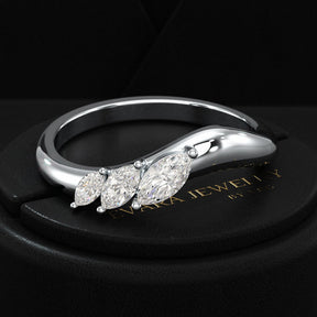 Curved Marquise Band With Lab Grown Diamonds in Solid 14K/18K Gold - Evara Jewelry LLC