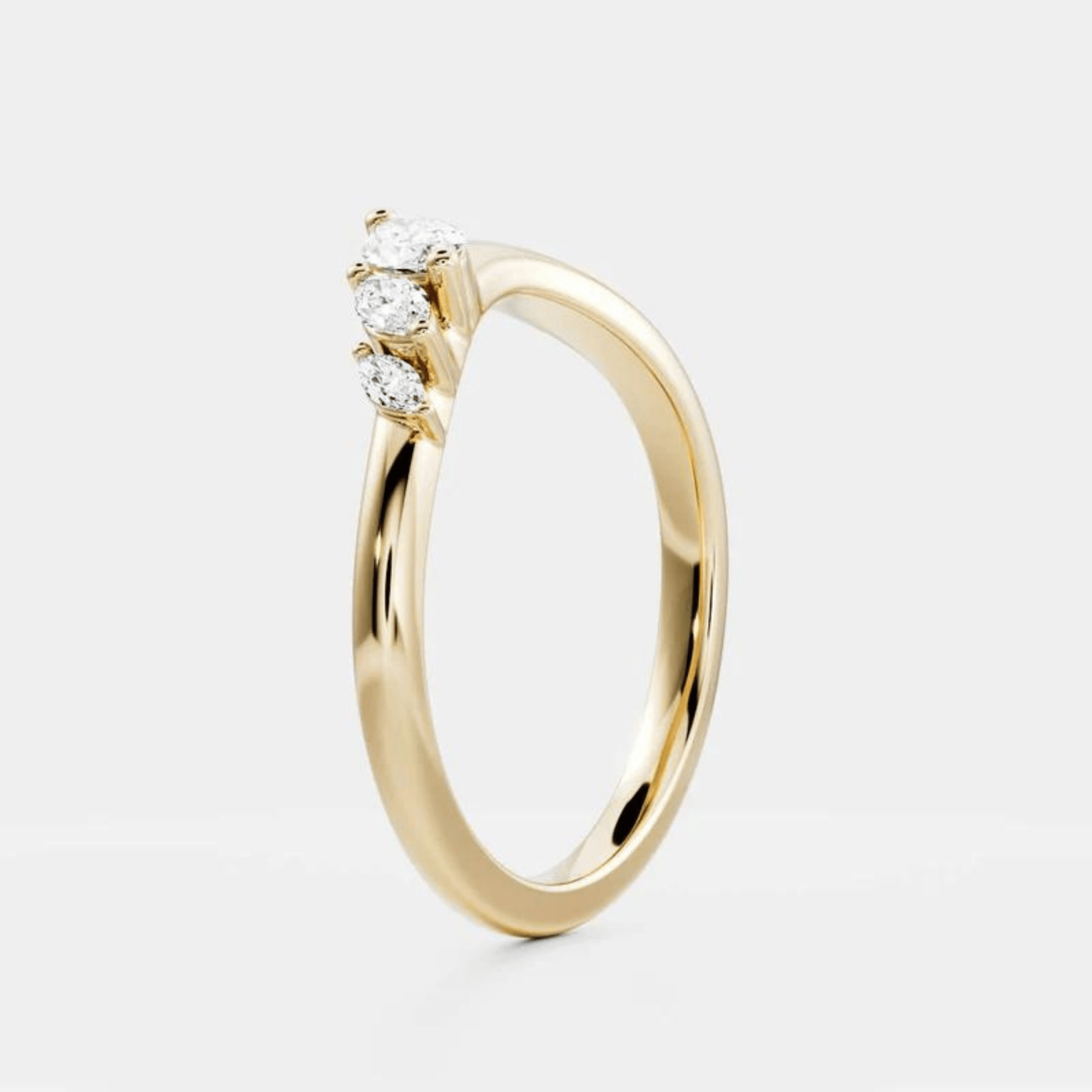 Curved Marquise Band With Lab Grown Diamonds in Solid 14K/18K Gold - Evara Jewelry LLC