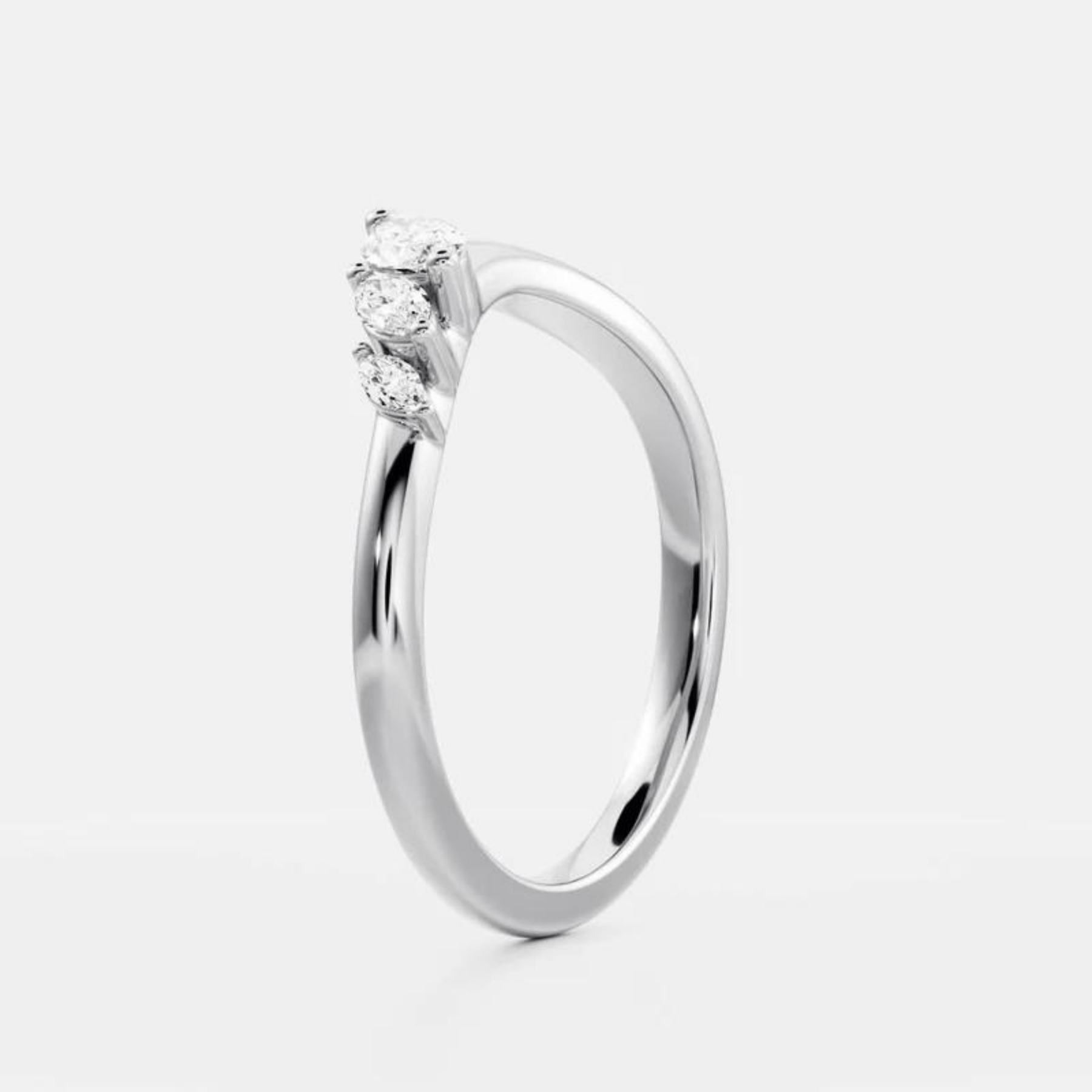 Curved Marquise Band With Lab Grown Diamonds in Solid 14K/18K Gold - Evara Jewelry LLC