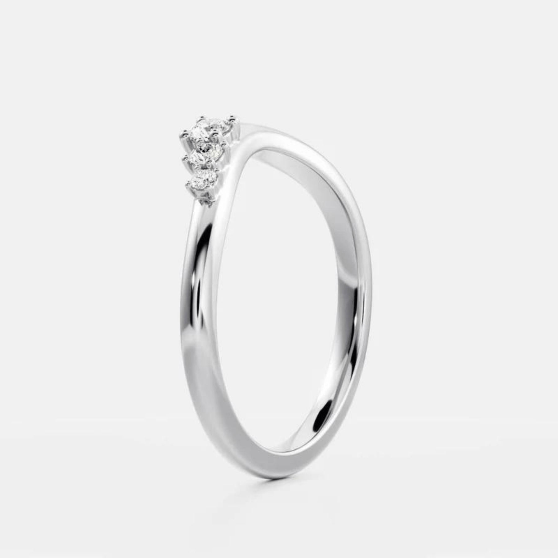 Curved Round Band With Lab Grown Diamonds in Solid 14K/18K Gold - Evara Jewelry LLC