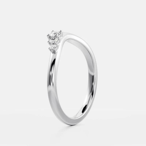 Curved Round Band With Lab Grown Diamonds in Solid 14K/18K Gold - Evara Jewelry LLC