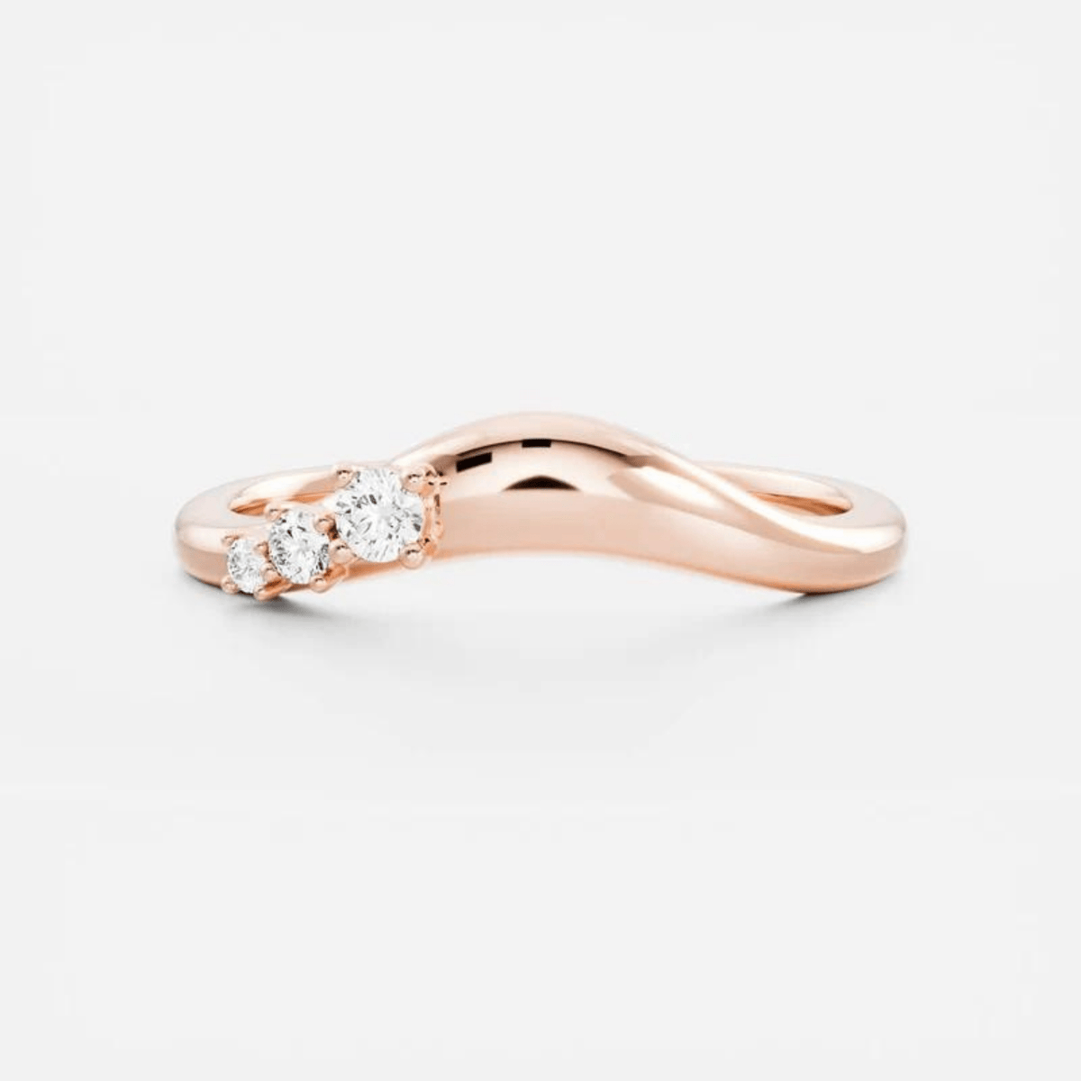 Curved Round Band With Lab Grown Diamonds in Solid 14K/18K Gold - Evara Jewelry LLC