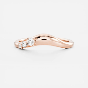 Curved Round Band With Lab Grown Diamonds in Solid 14K/18K Gold - Evara Jewelry LLC