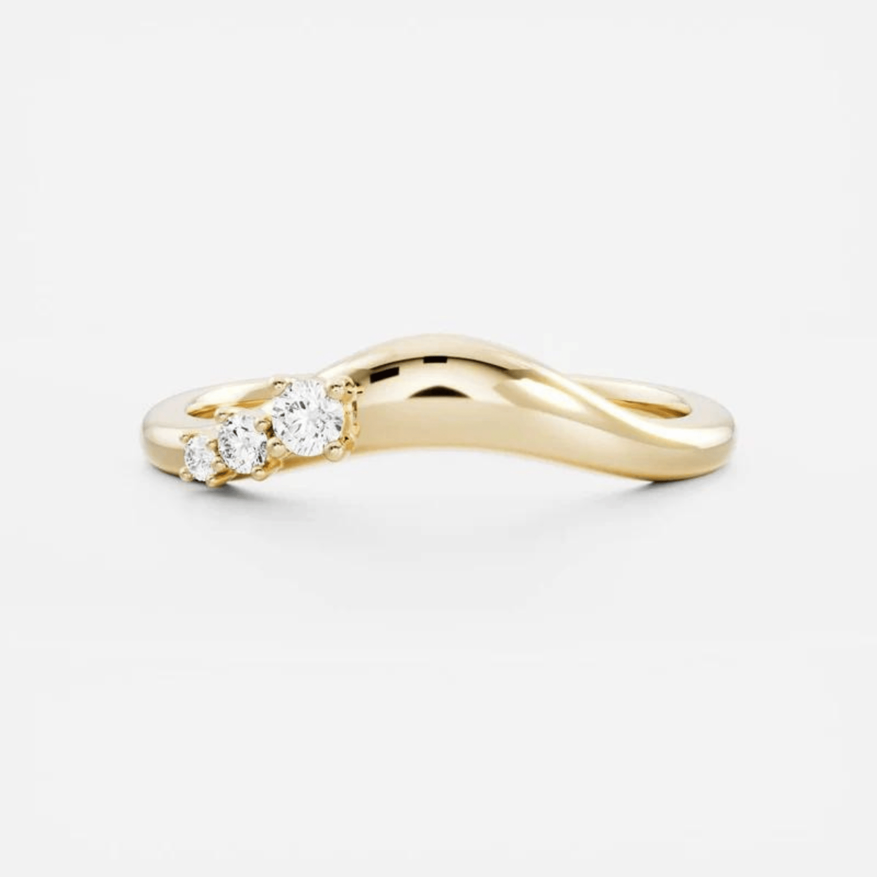 Curved Round Band With Lab Grown Diamonds in Solid 14K/18K Gold - Evara Jewelry LLC
