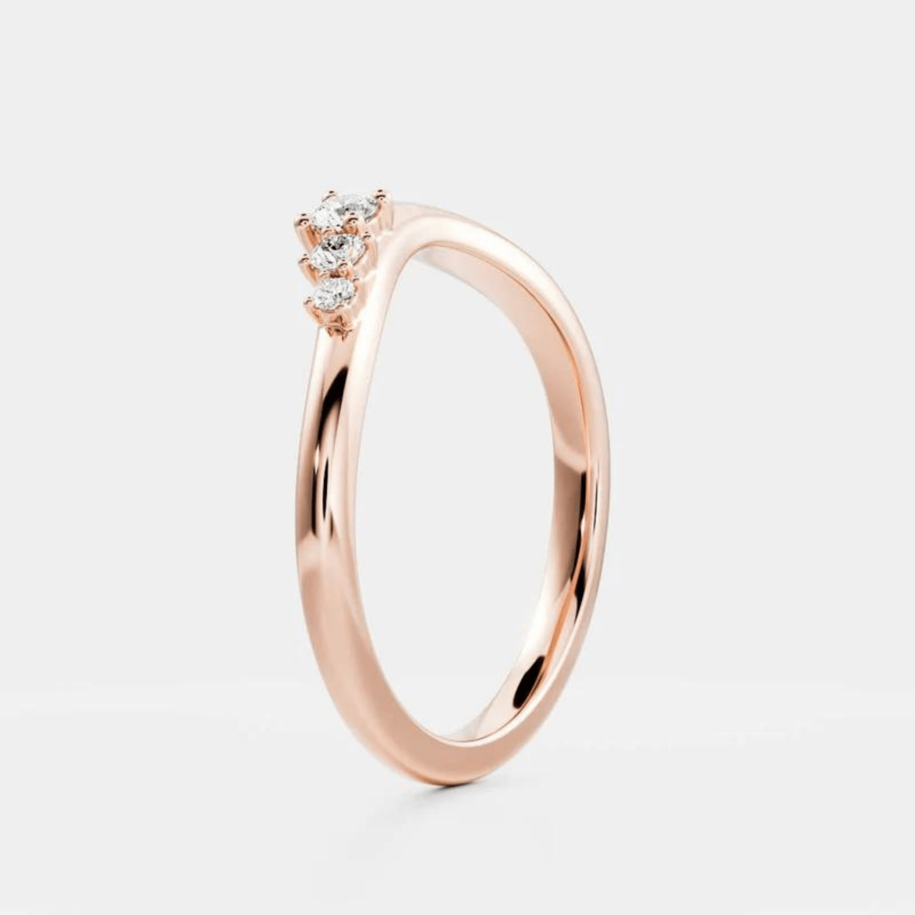 Curved Round Band With Lab Grown Diamonds in Solid 14K/18K Gold - Evara Jewelry LLC