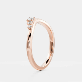 Curved Round Band With Lab Grown Diamonds in Solid 14K/18K Gold - Evara Jewelry LLC