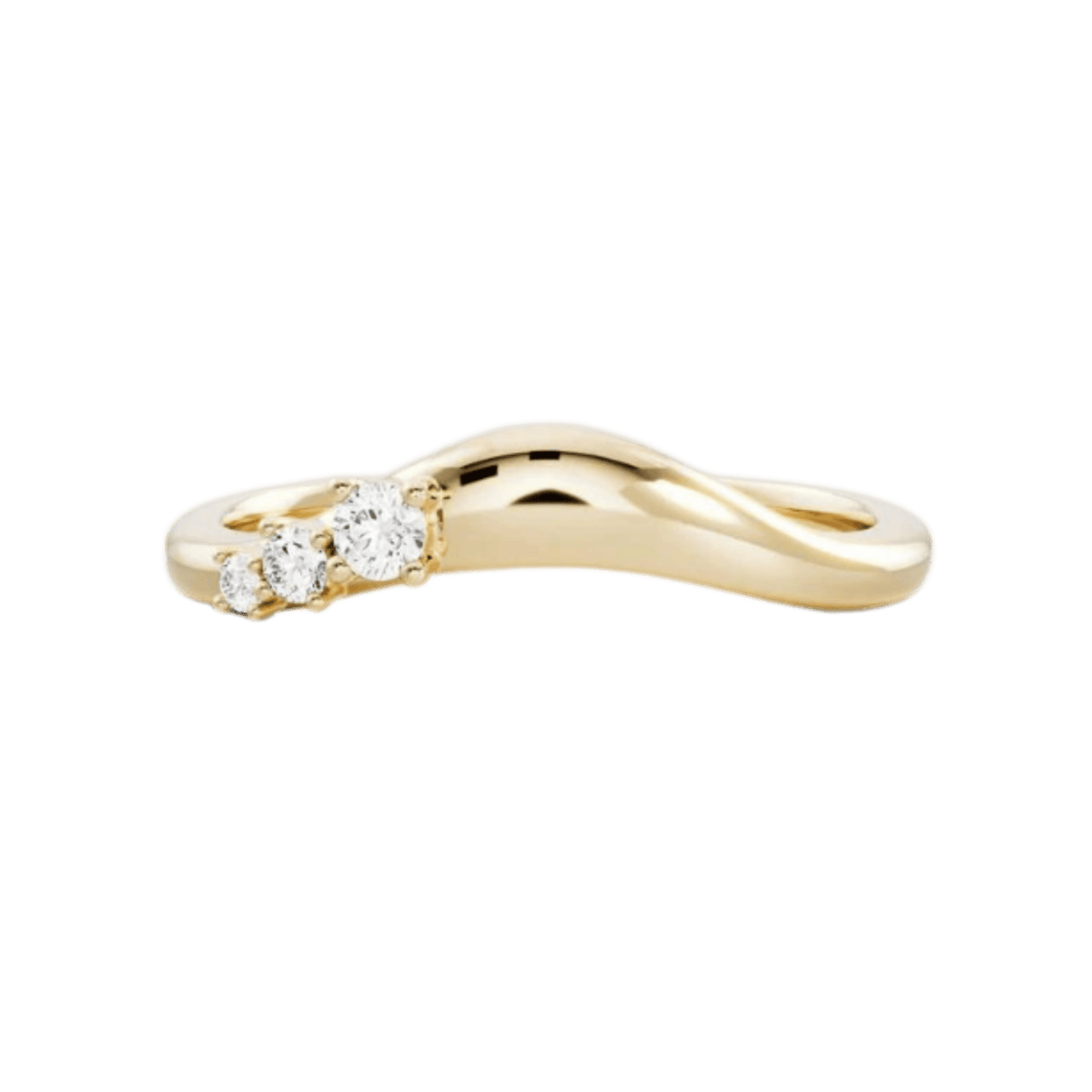 Curved Round Band With Lab Grown Diamonds in Solid 14K/18K Gold - Evara Jewelry LLC