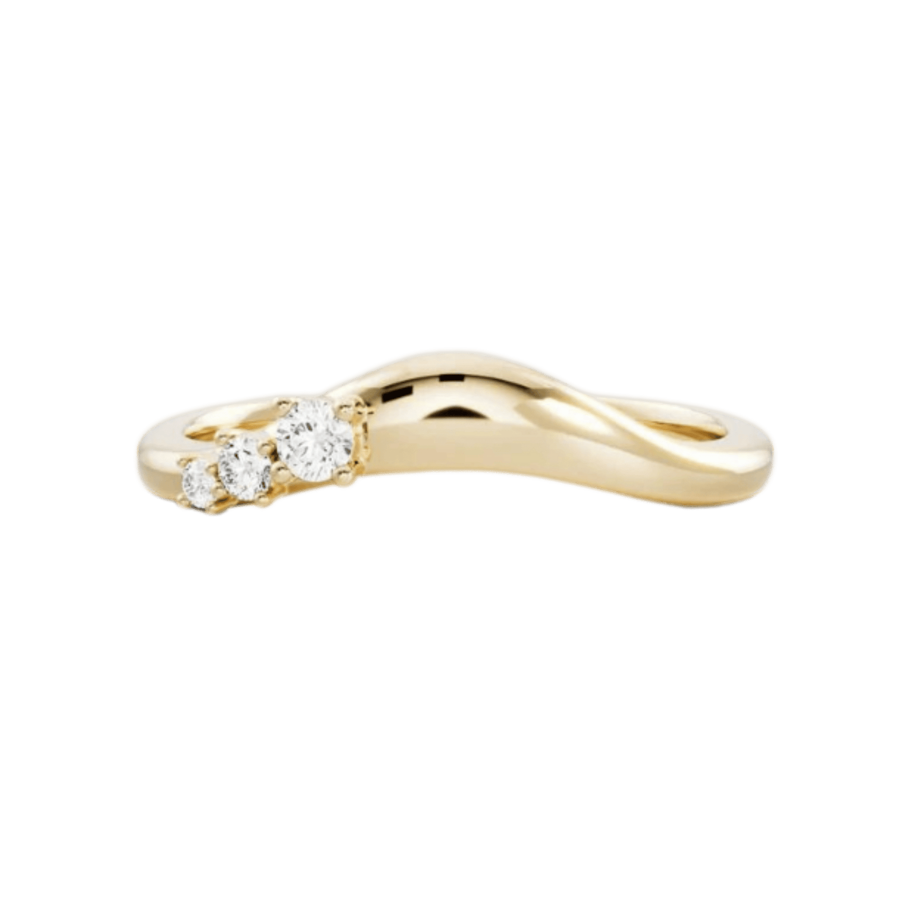 Curved Round Band With Lab Grown Diamonds in Solid 14K/18K Gold - Evara Jewelry LLC