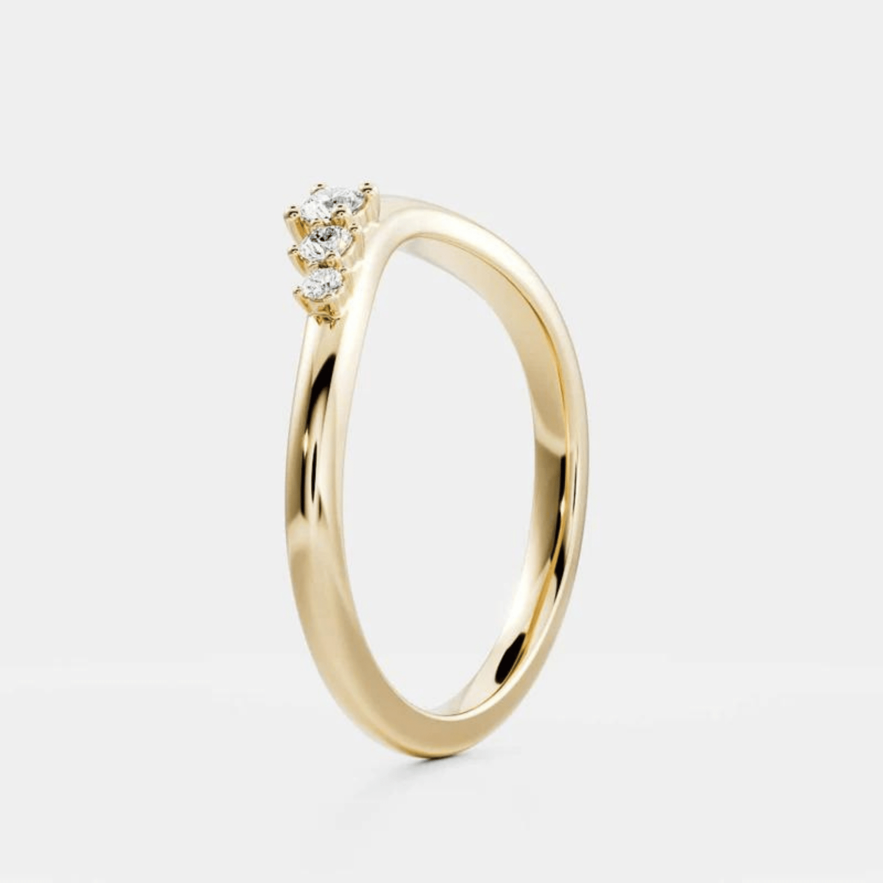 Curved Round Band With Lab Grown Diamonds in Solid 14K/18K Gold - Evara Jewelry LLC