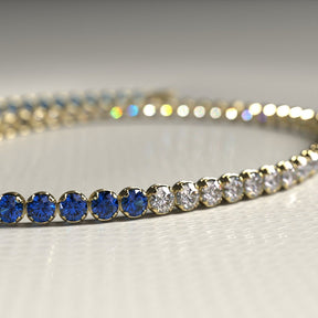 Custom Natural Blue Sapphire & Diamond 50 - 50 Tennis Bracelet - Evara Jewelry LLC