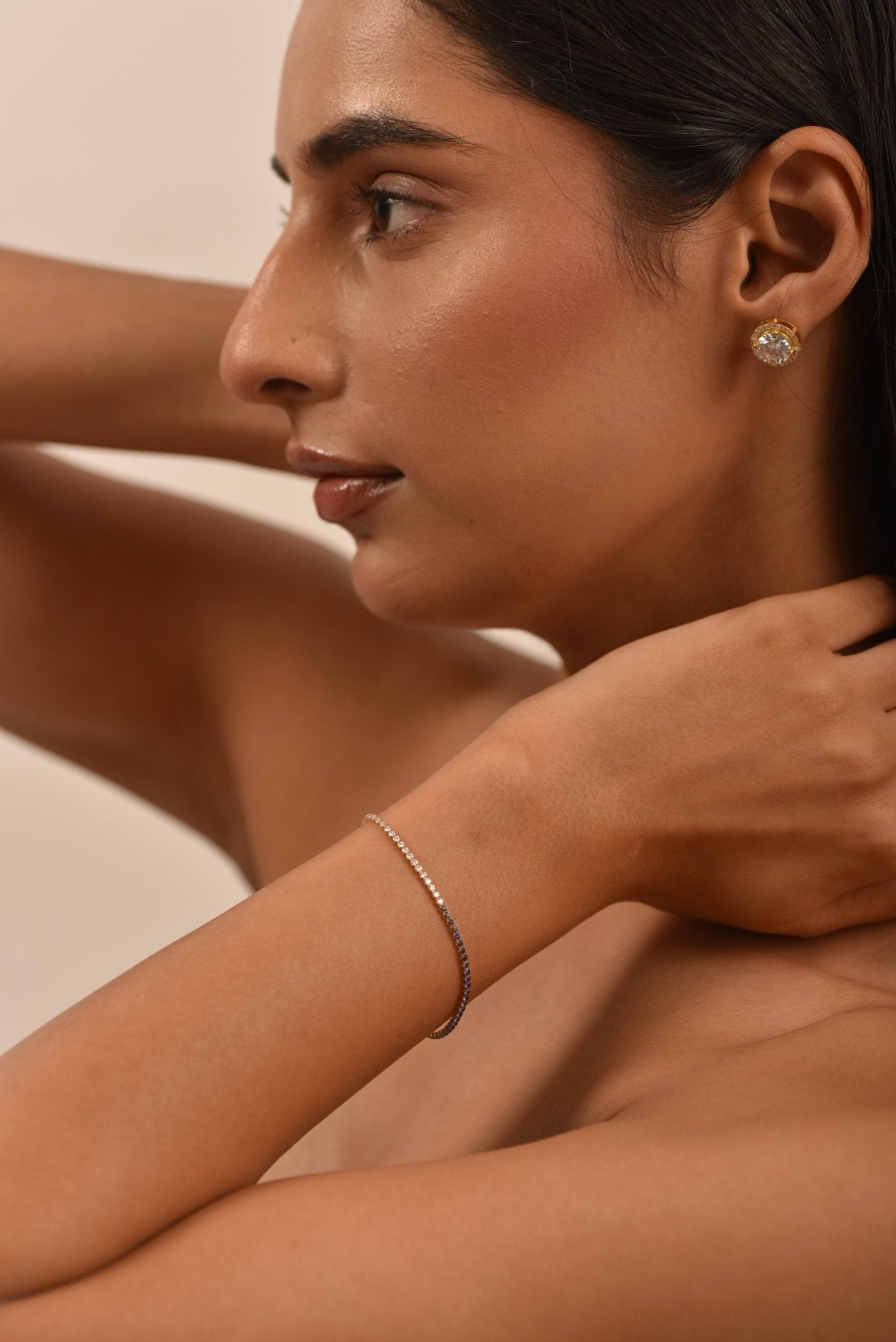 Custom Natural Blue Sapphire & Diamond 50 - 50 Tennis Bracelet - Evara Jewelry LLC