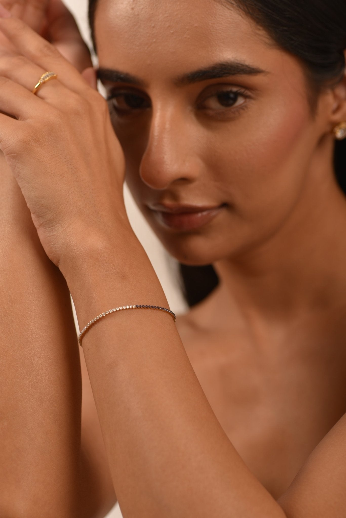 Custom Natural Blue Sapphire & Diamond 50 - 50 Tennis Bracelet - Evara Jewelry LLC