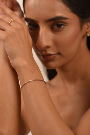 Custom Natural Blue Sapphire & Diamond 50 - 50 Tennis Bracelet - Evara Jewelry LLC