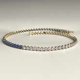 Custom Natural Blue Sapphire & Diamond 50 - 50 Tennis Bracelet - Evara Jewelry LLC