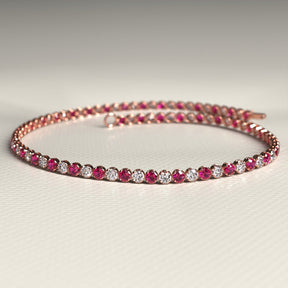 Custom Natural Ruby & Diamond Tennis Bracelet in 14K/18K Gold - Evara Jewelry LLC