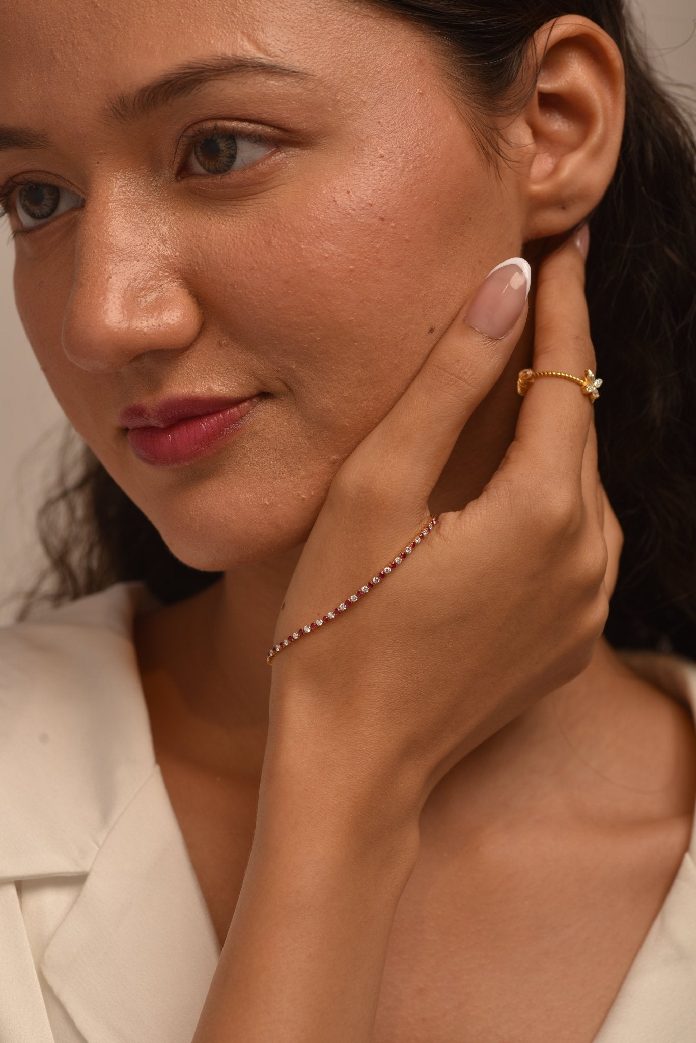 Custom Natural Ruby & Diamond Tennis Bracelet in 14K/18K Gold - Evara Jewelry LLC