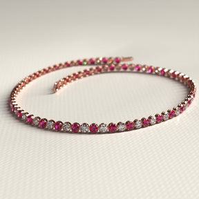 Custom Natural Ruby & Diamond Tennis Bracelet in 14K/18K Gold - Evara Jewelry LLC