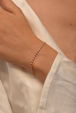 Custom Natural Ruby & Diamond Tennis Bracelet in 14K/18K Gold - Evara Jewelry LLC