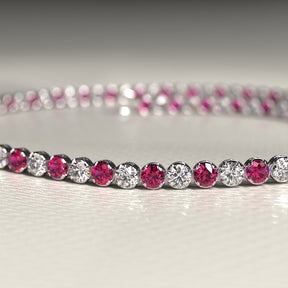 Custom Natural Ruby & Diamond Tennis Bracelet in 14K/18K Gold - Evara Jewelry LLC