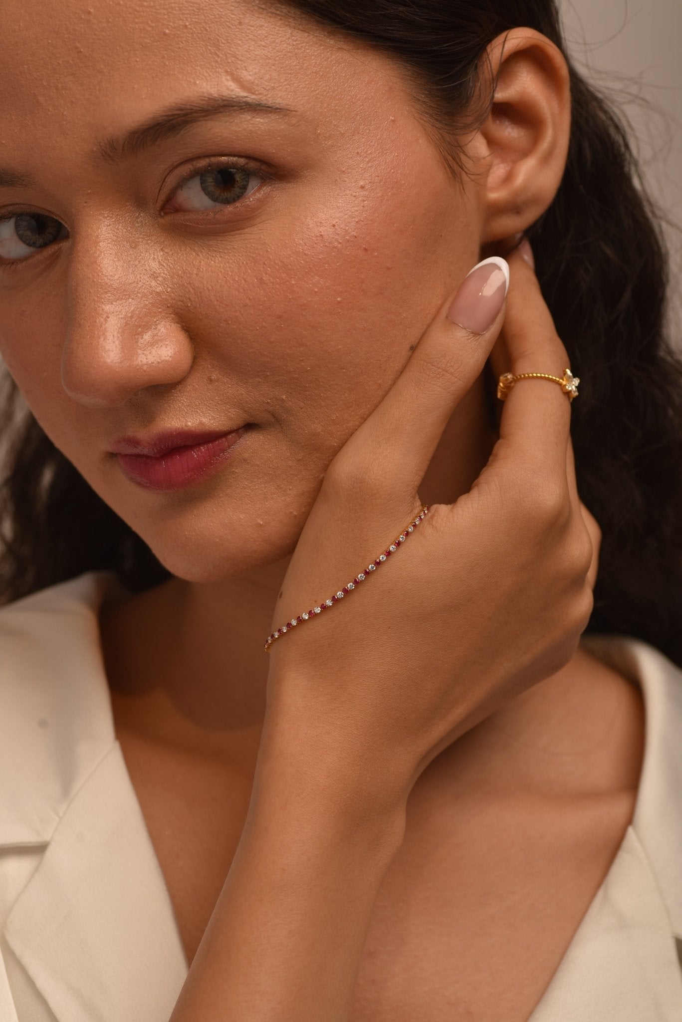 Custom Natural Ruby & Diamond Tennis Bracelet in 14K/18K Gold - Evara Jewelry LLC