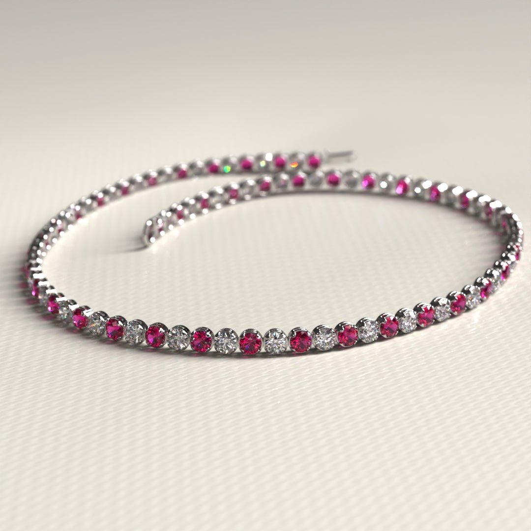 Custom Natural Ruby & Diamond Tennis Bracelet in 14K/18K Gold - Evara Jewelry LLC