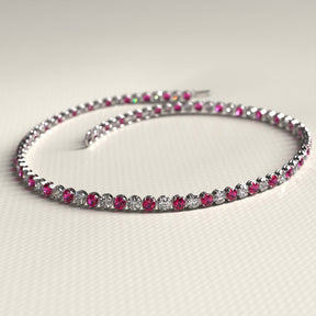 Custom Natural Ruby & Diamond Tennis Bracelet in 14K/18K Gold - Evara Jewelry LLC
