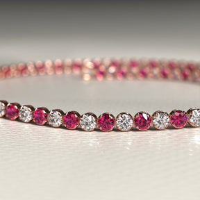 Custom Natural Ruby & Diamond Tennis Bracelet in 14K/18K Gold - Evara Jewelry LLC