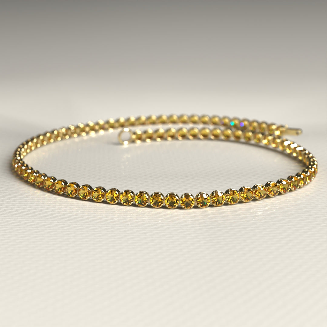 Personalized Citrine Tennis Bracelet in 14K Yellow Gold / November Birthstone Bracelet