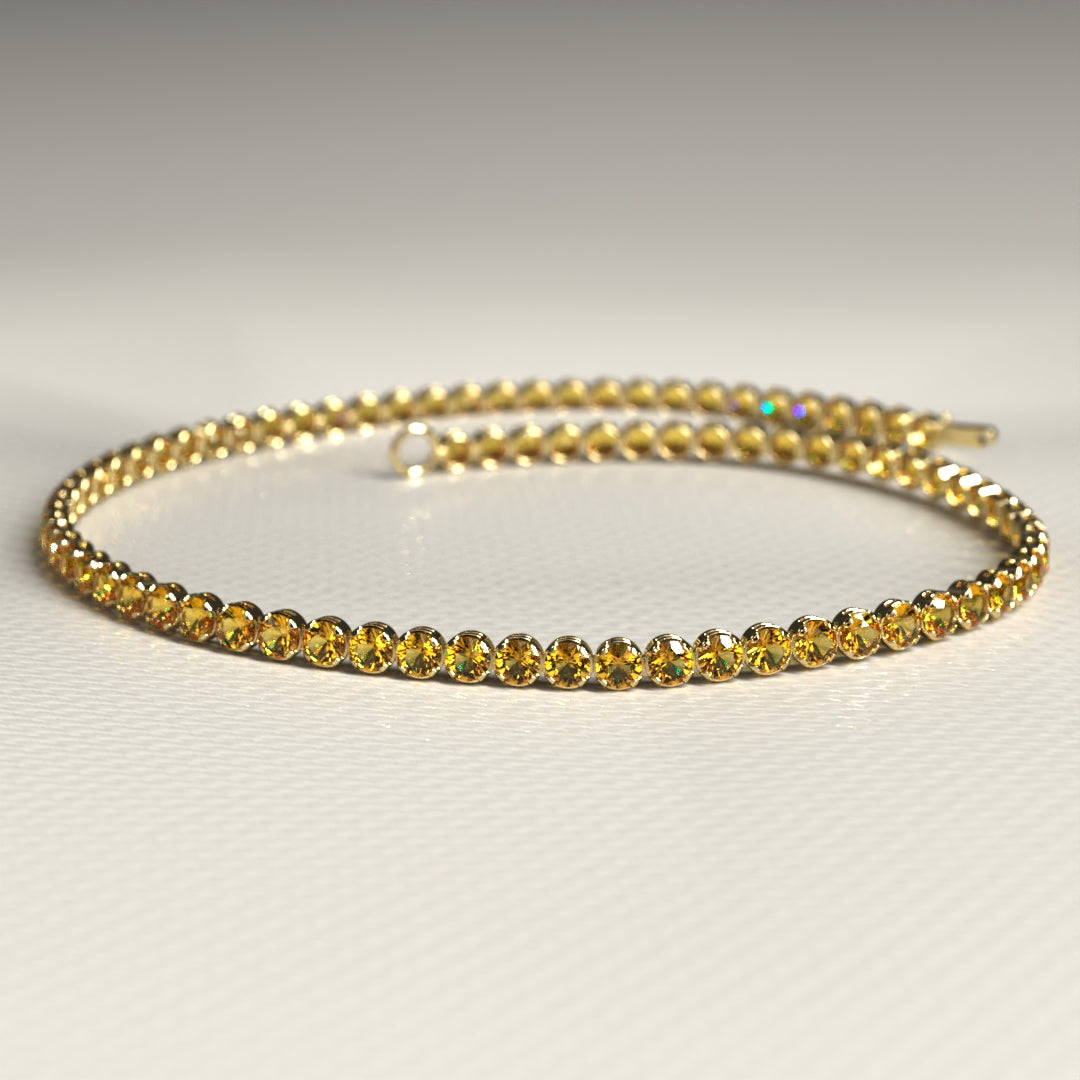 Personalized Citrine Tennis Bracelet in 14K/18K Yellow Gold / November Birthstone Bracelet