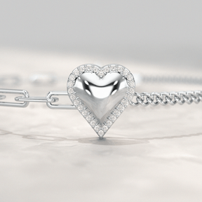 Dainty Diamond Heart Paperclip & Cuban 50 - 50 Bracelet - Evara Jewelry LLC