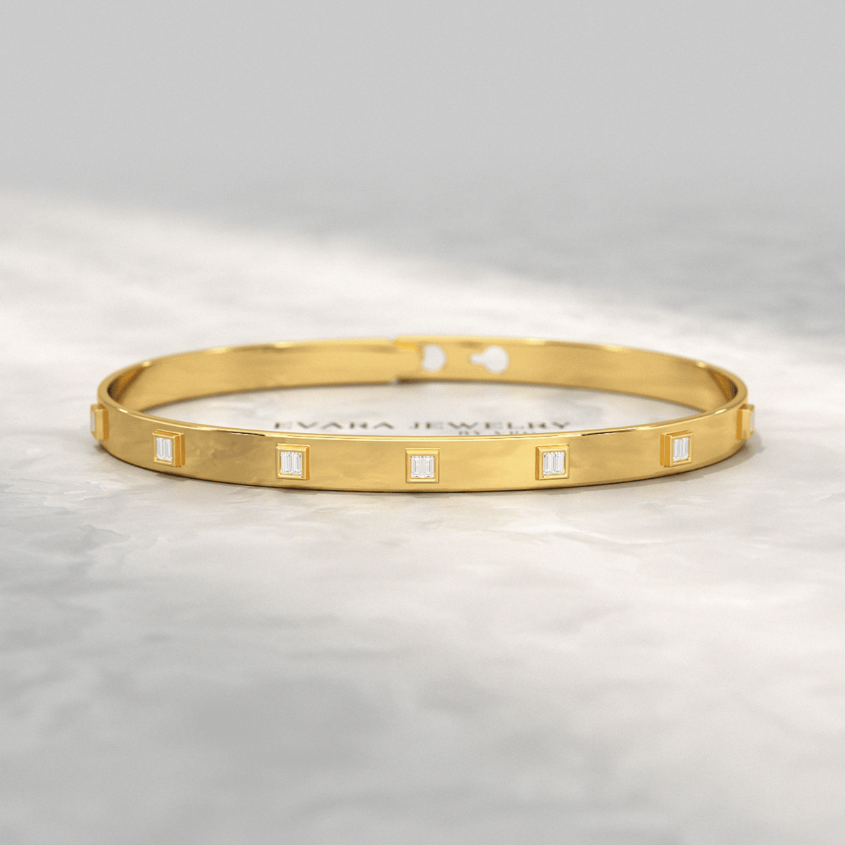 Diamond Baguette Cuff Bangle Bracelet - Evara Jewelry LLC
