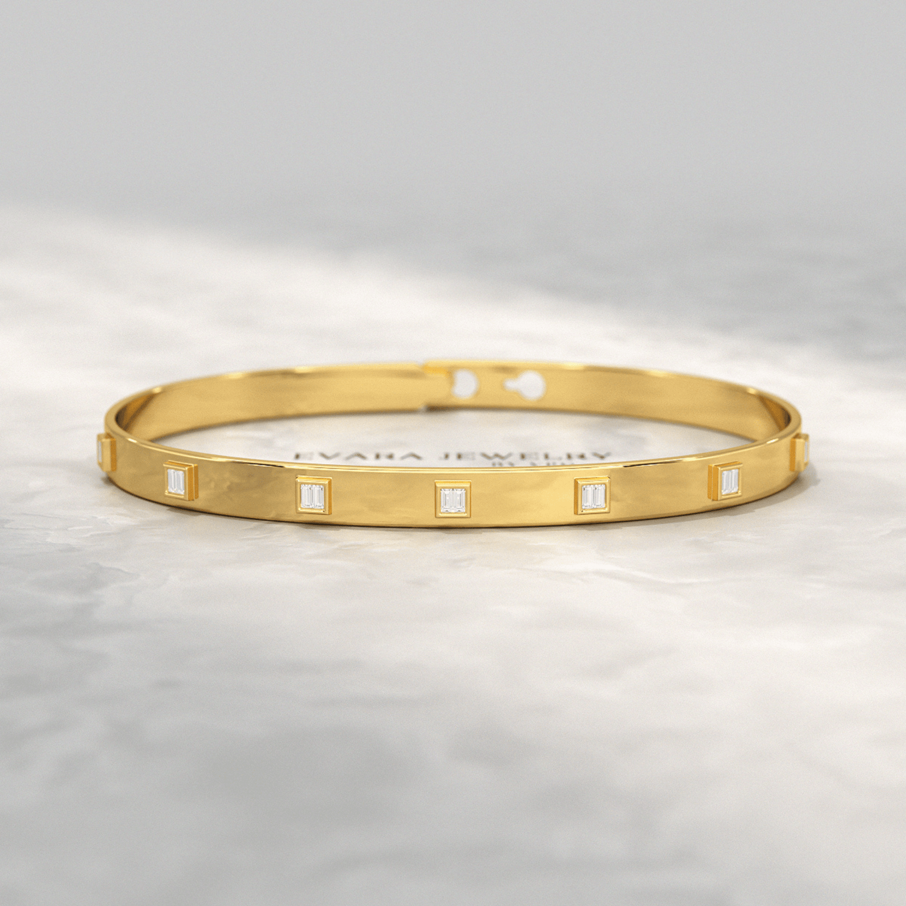 Diamond Baguette Cuff Bangle Bracelet - Evara Jewelry LLC