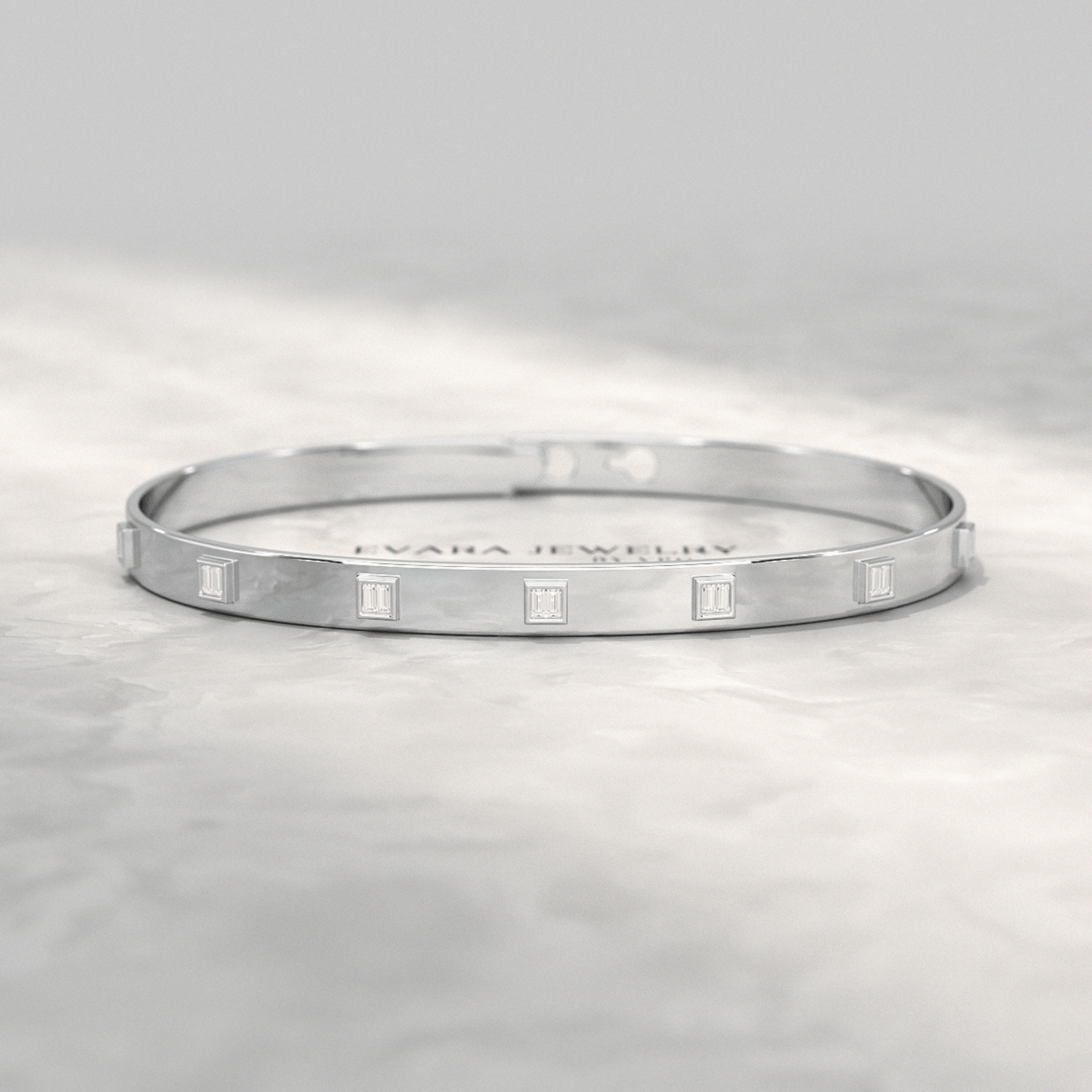 Diamond Baguette Cuff Bangle Bracelet - Evara Jewelry LLC