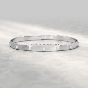 Diamond Baguette Cuff Bangle Bracelet - Evara Jewelry LLC