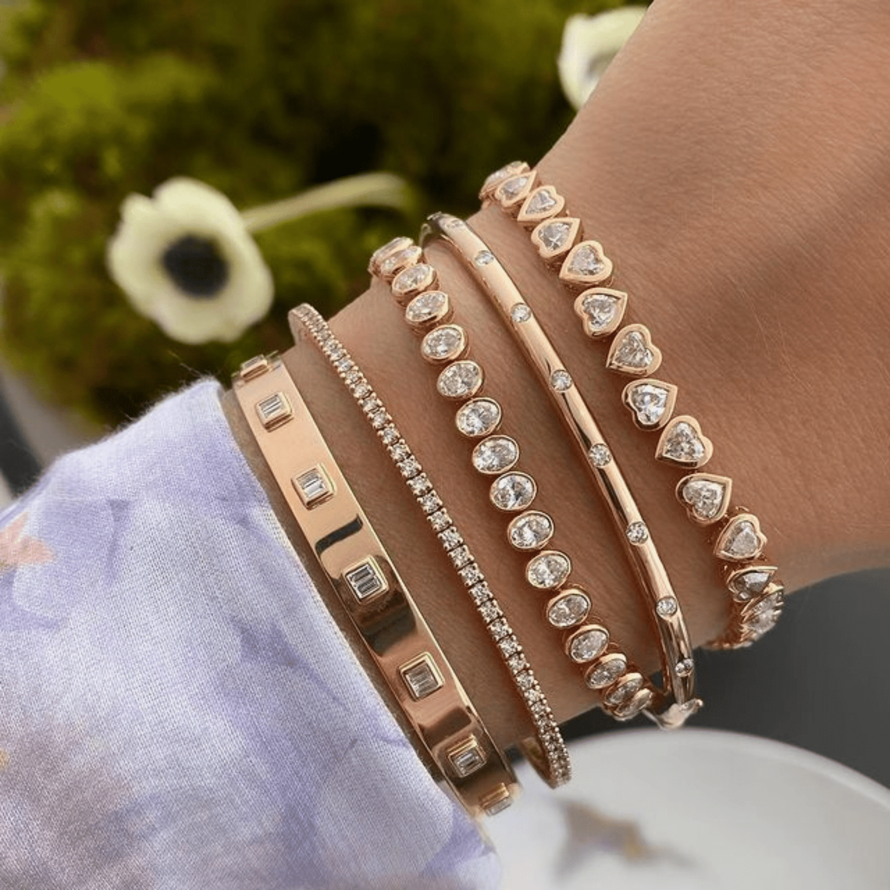 Diamond Baguette Cuff Bangle Bracelet - Evara Jewelry LLC