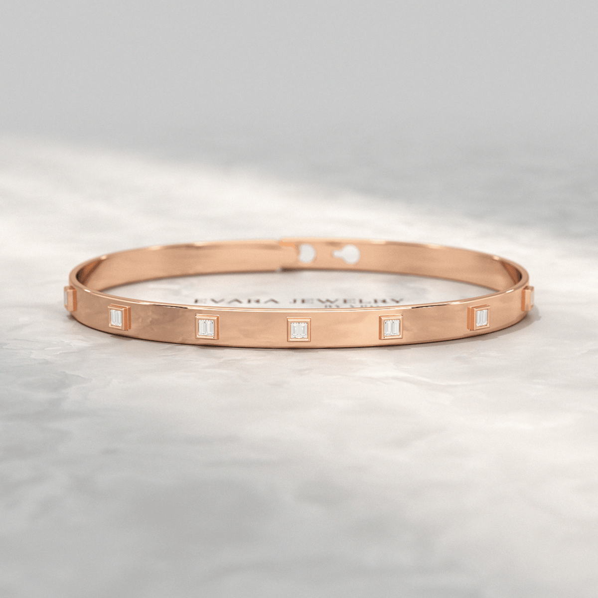 Diamond Baguette Cuff Bangle Bracelet - Evara Jewelry LLC