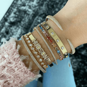 Diamond Baguette Cuff Bangle Bracelet - Evara Jewelry LLC