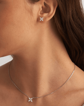 Diamond Floral Stud Earrings with Marquise cut Lab Grown Diamond - Evara Jewelry LLC