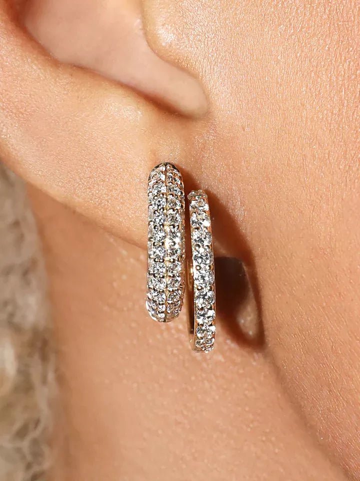 Diamond Half Hoop Earrings for Women - Evara Jewelry LLC