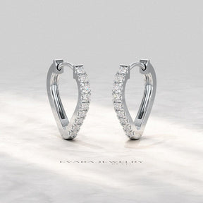 Diamond Heart Hoop Earrings – Lab Grown Diamond Huggies in 14K Gold, Birthday Gift for Her - Evara Jewelry LLC
