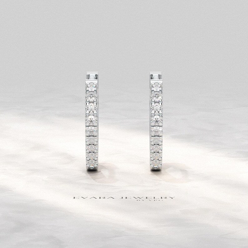 Diamond Heart Hoop Earrings – Lab Grown Diamond Huggies in 14K Gold, Birthday Gift for Her - Evara Jewelry LLC