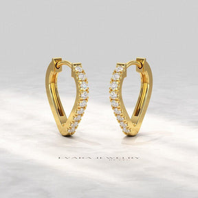 Diamond Heart Hoop Earrings – Lab Grown Diamond Huggies in 14K Gold, Birthday Gift for Her - Evara Jewelry LLC