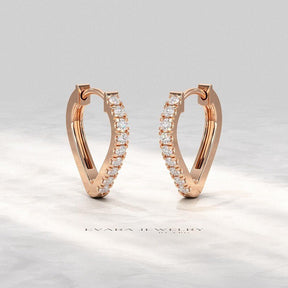 Diamond Heart Hoop Earrings – Lab Grown Diamond Huggies in 14K Gold, Birthday Gift for Her - Evara Jewelry LLC