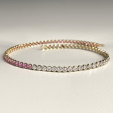Diamond & Natural Pink Sapphire Custom 50 - 50 Tennis Bracelet - Evara Jewelry LLC