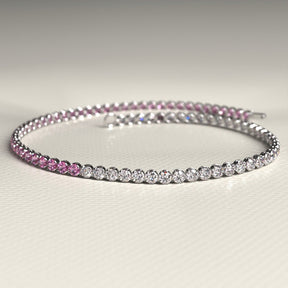 Diamond & Natural Pink Sapphire Custom 50 - 50 Tennis Bracelet - Evara Jewelry LLC