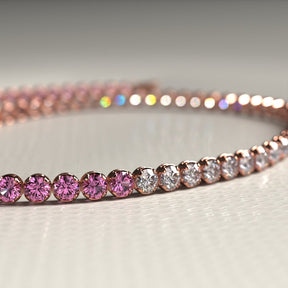 Diamond & Natural Pink Sapphire Custom 50 - 50 Tennis Bracelet - Evara Jewelry LLC