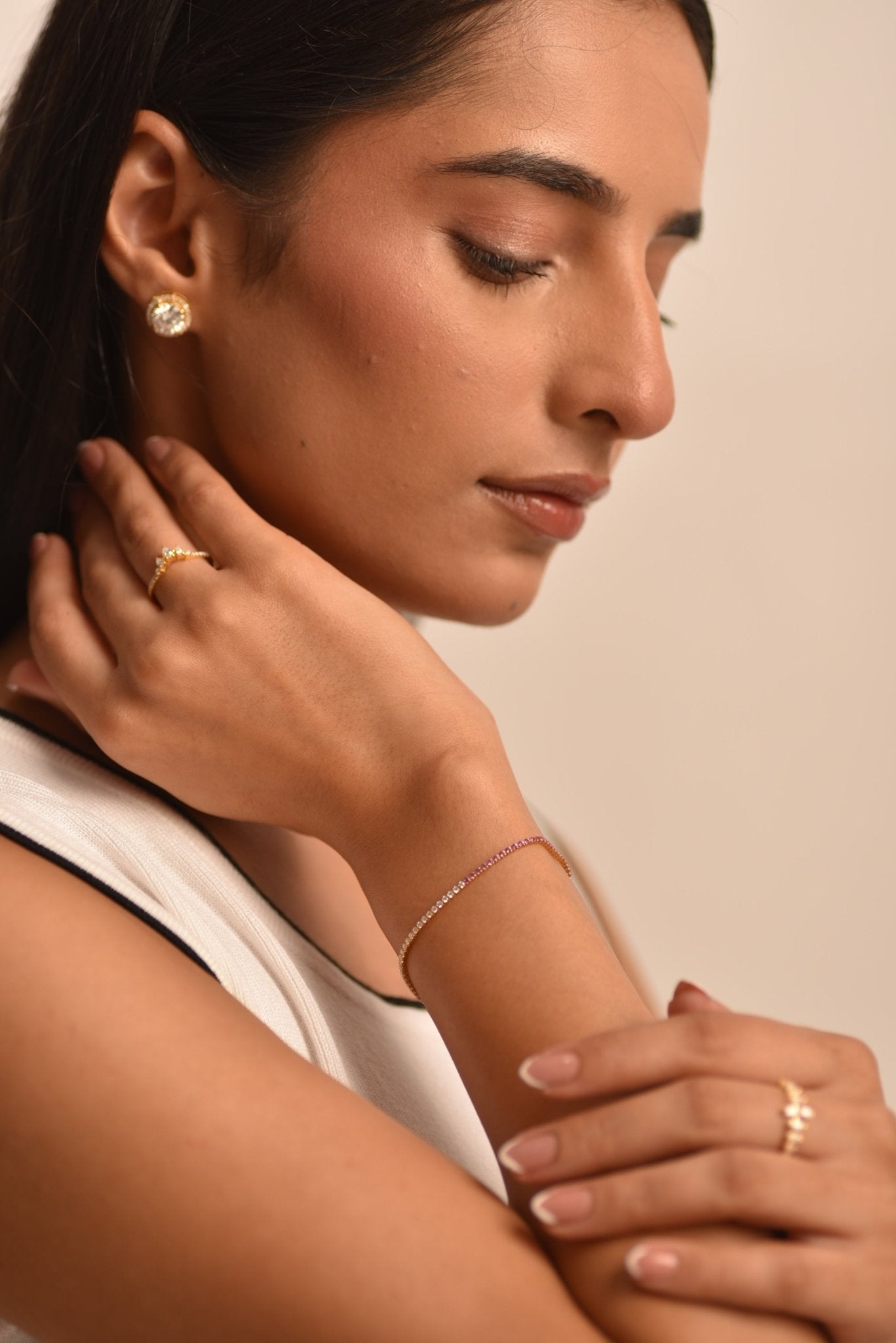 Diamond & Natural Pink Sapphire Custom 50 - 50 Tennis Bracelet - Evara Jewelry LLC